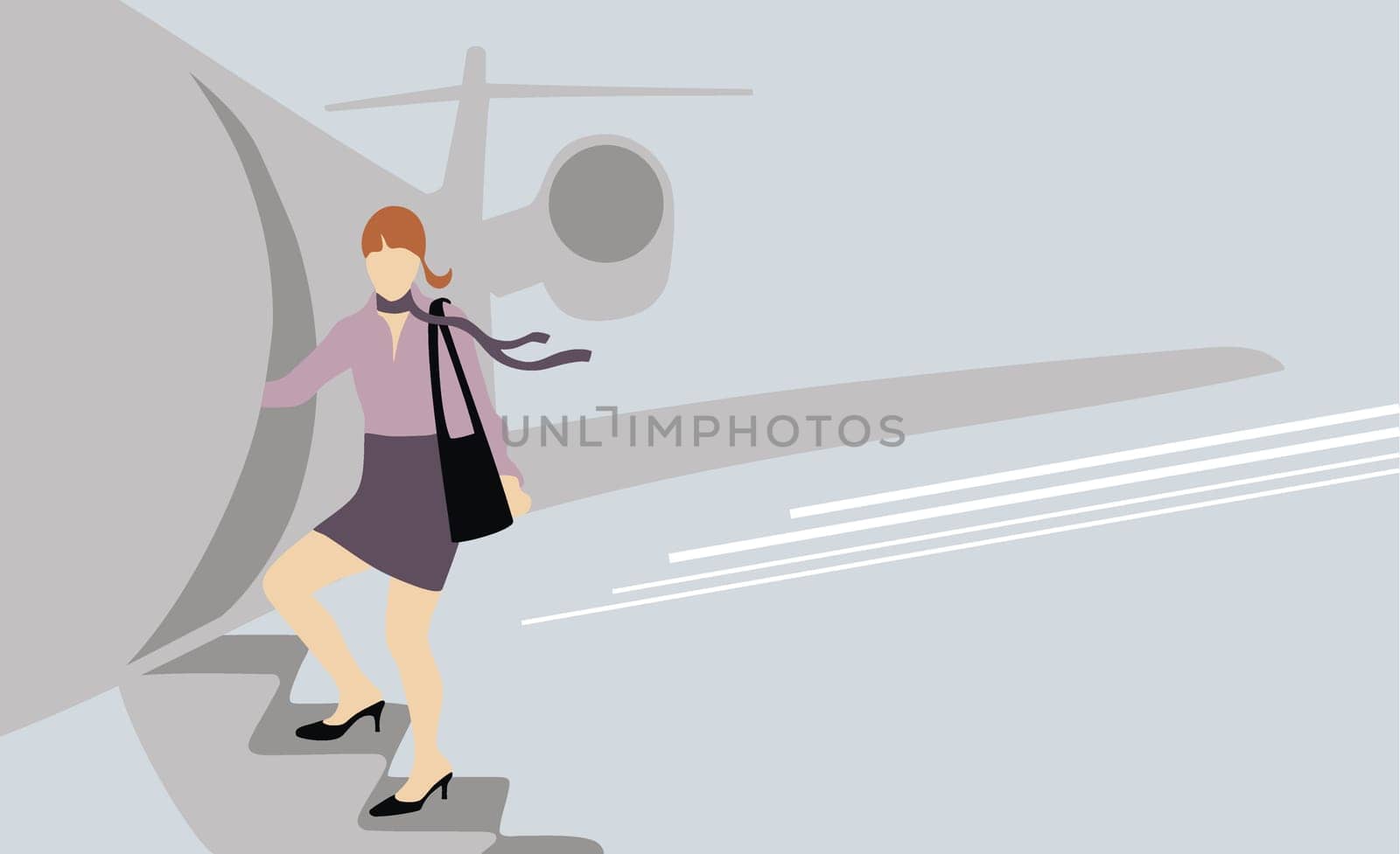 Businesswoman boarding an airplane