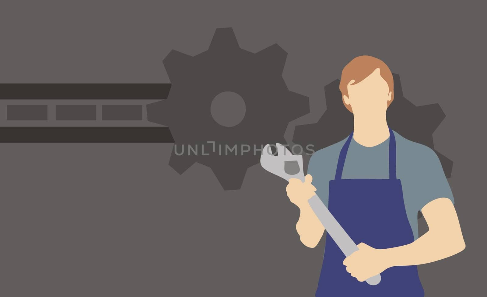 Male mechanic holding an adjustable wrench