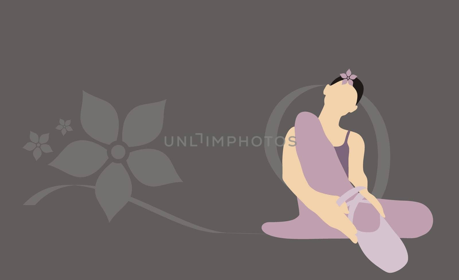 Ballerina putting on ballet shoes