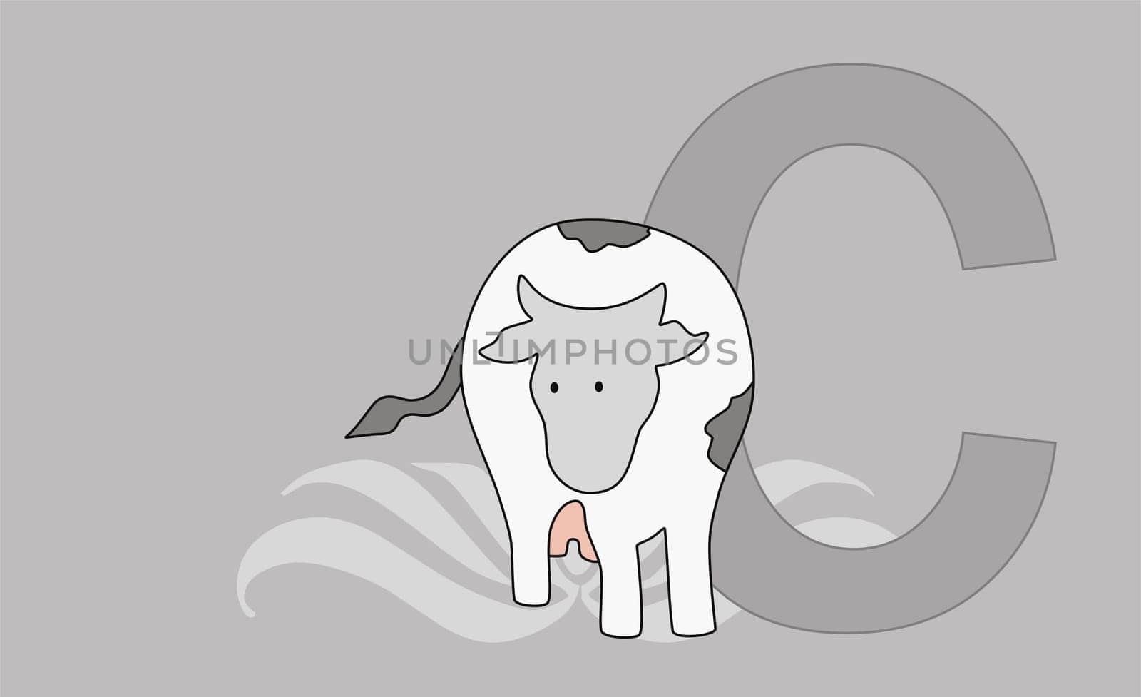The letter C with a cow