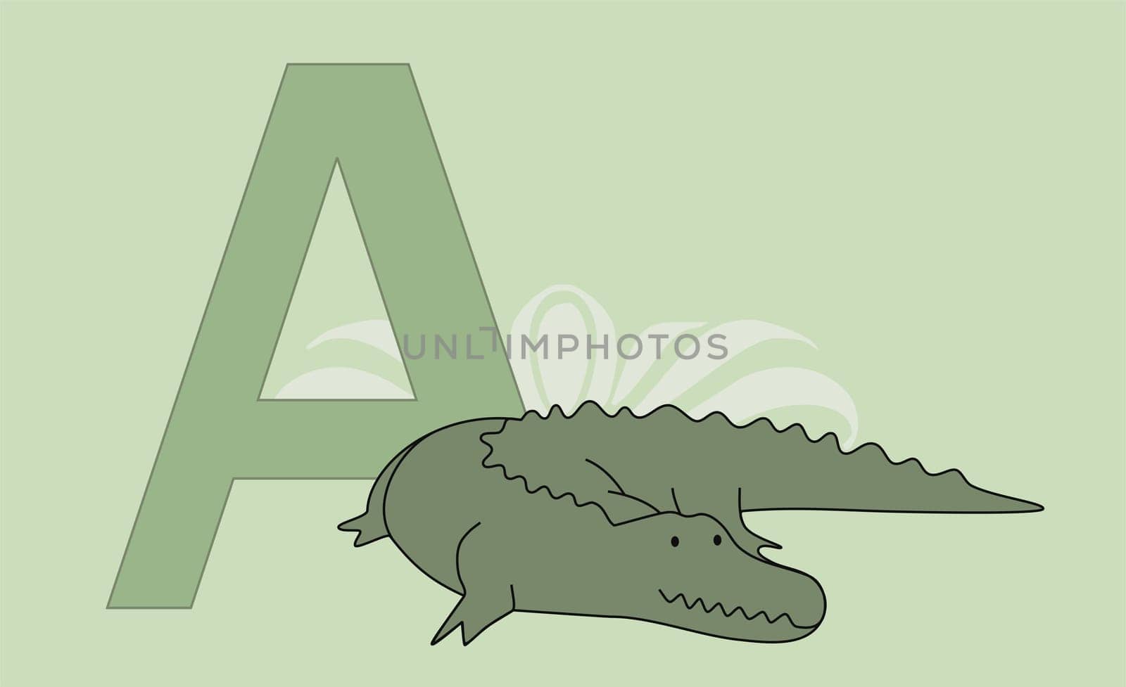 The letter A with an alligator