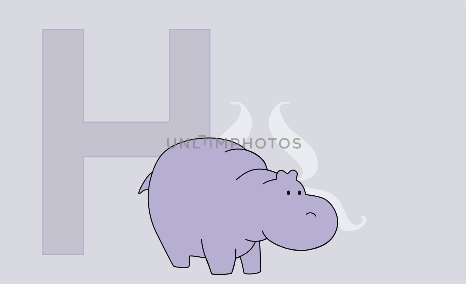 The letter H with a hippopotamus