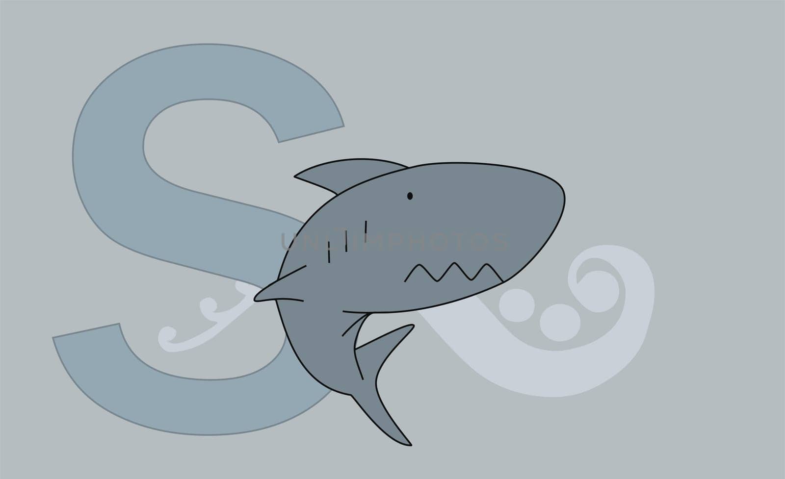 The letter S with a shark