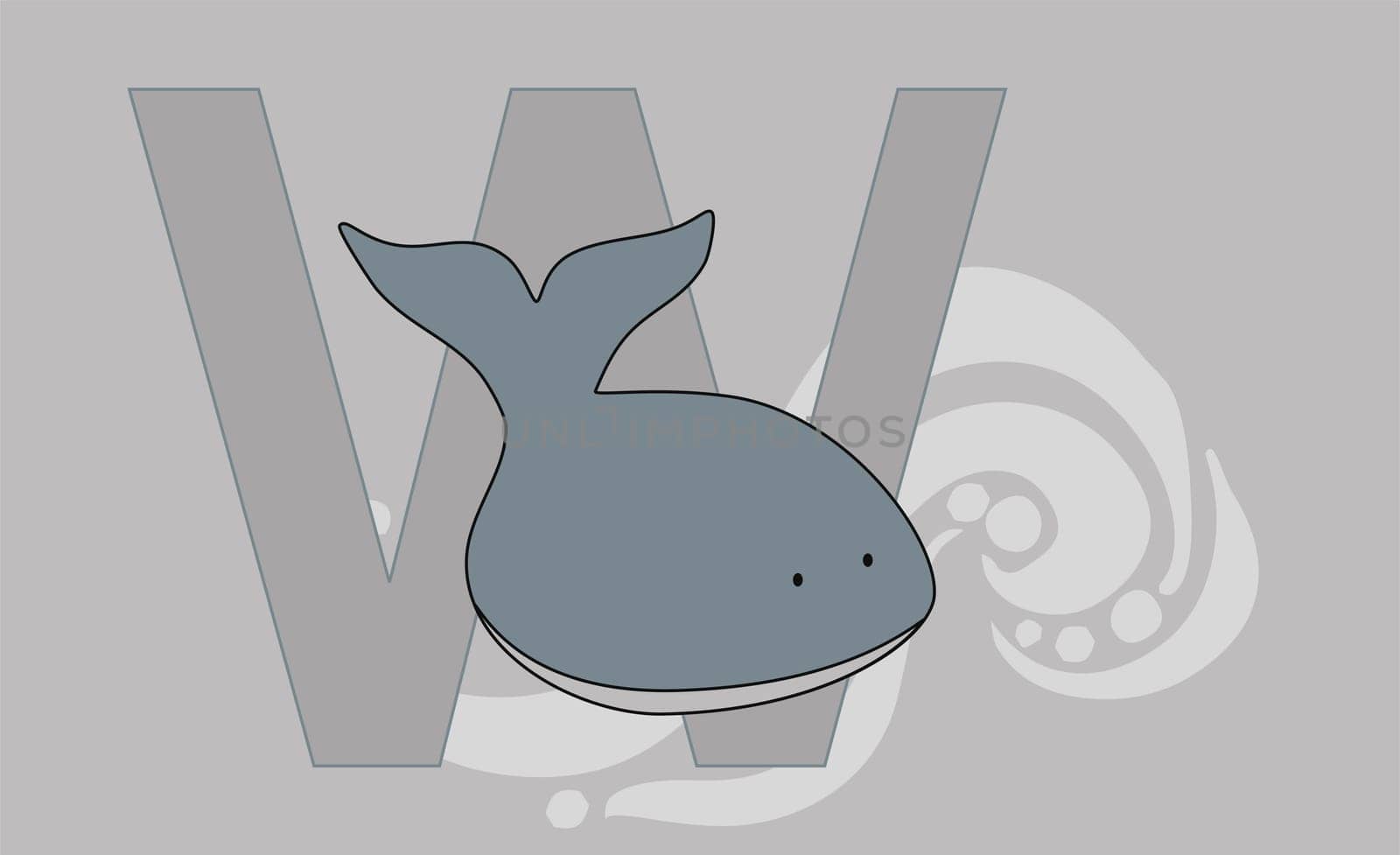 The letter W with a whale