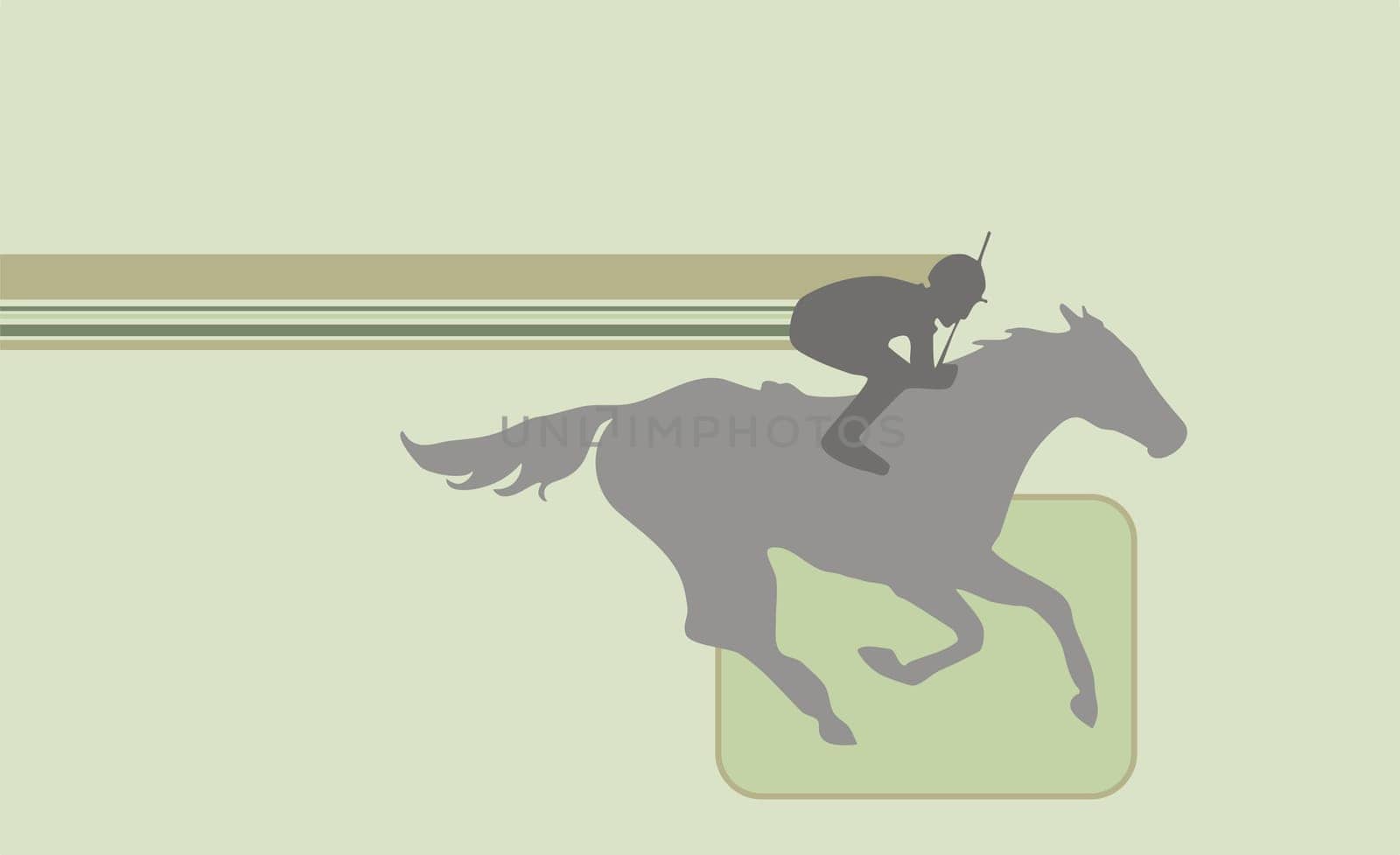 Silhouette of a jockey riding a horse