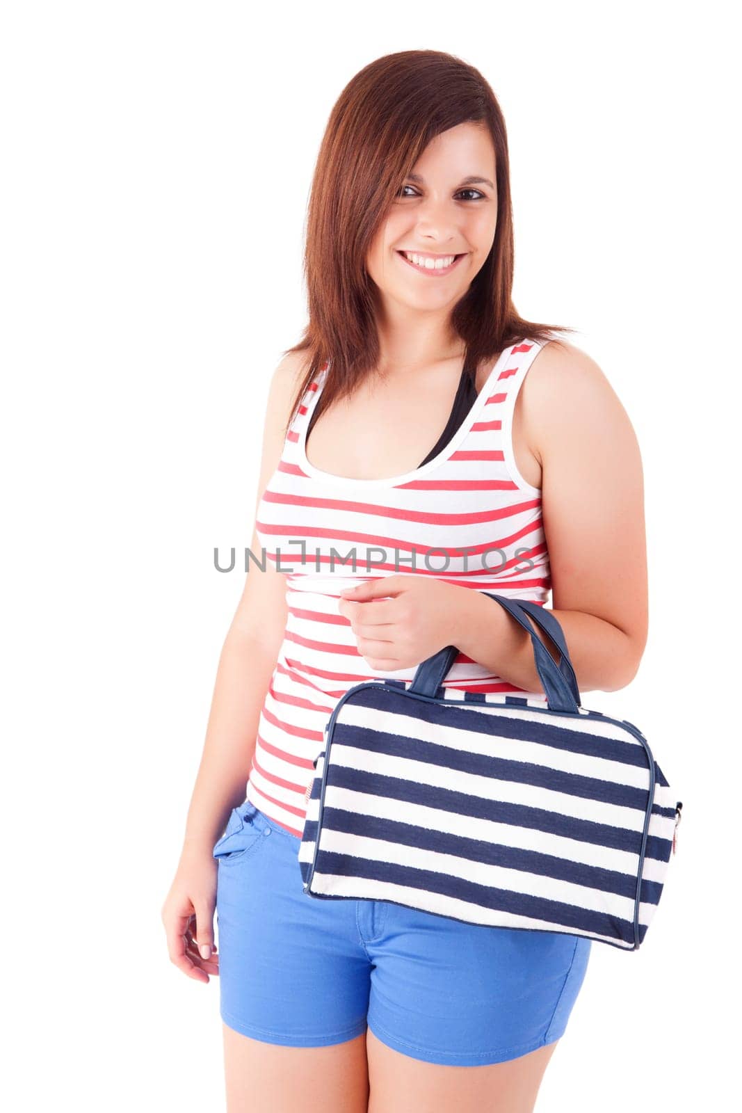 Young happy woman leaving for vacations