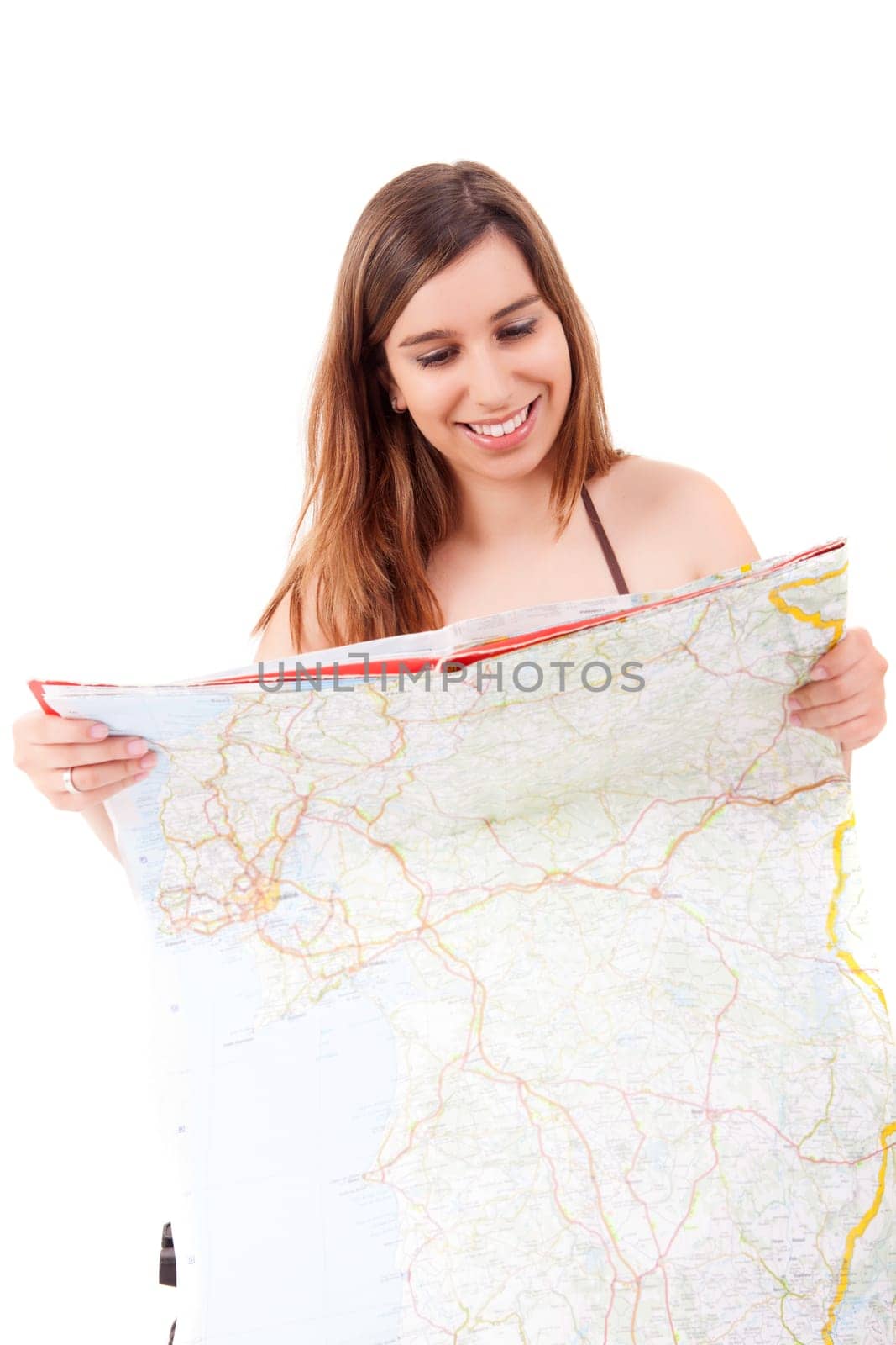 Young happy woman leaving for vacations