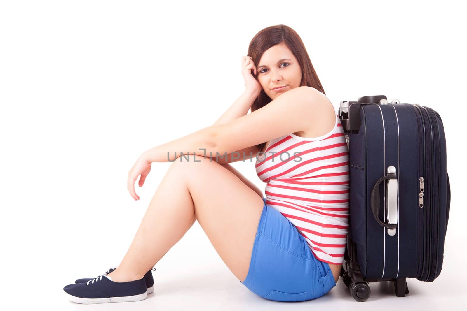Young happy woman leaving for vacations
