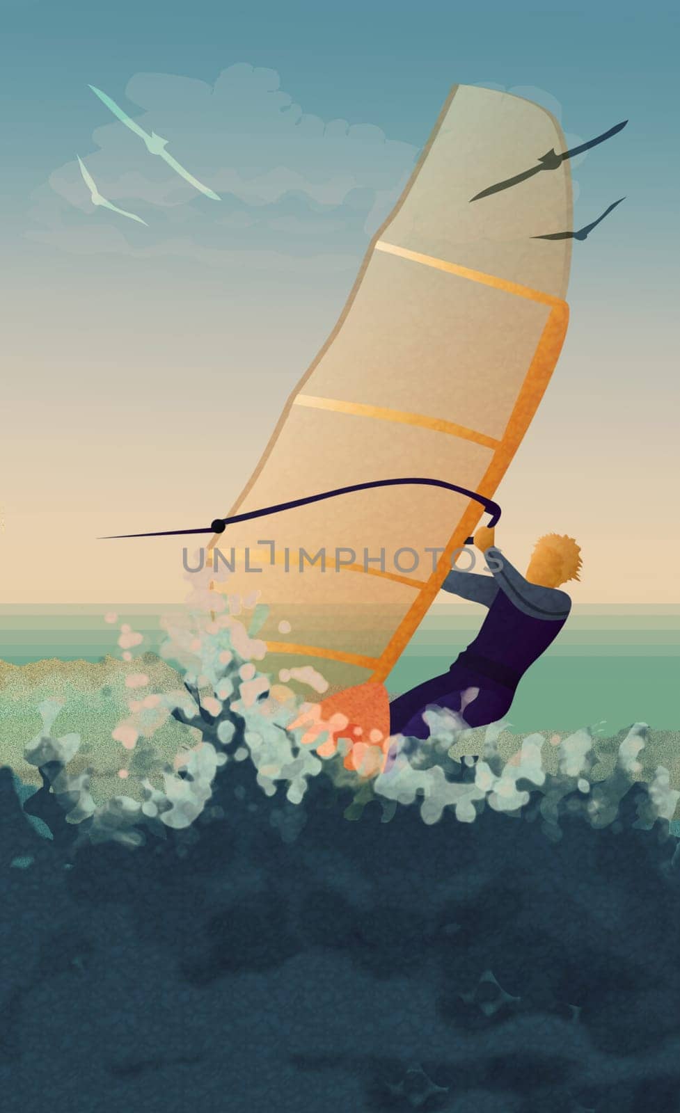 Person windsurfing in the sea