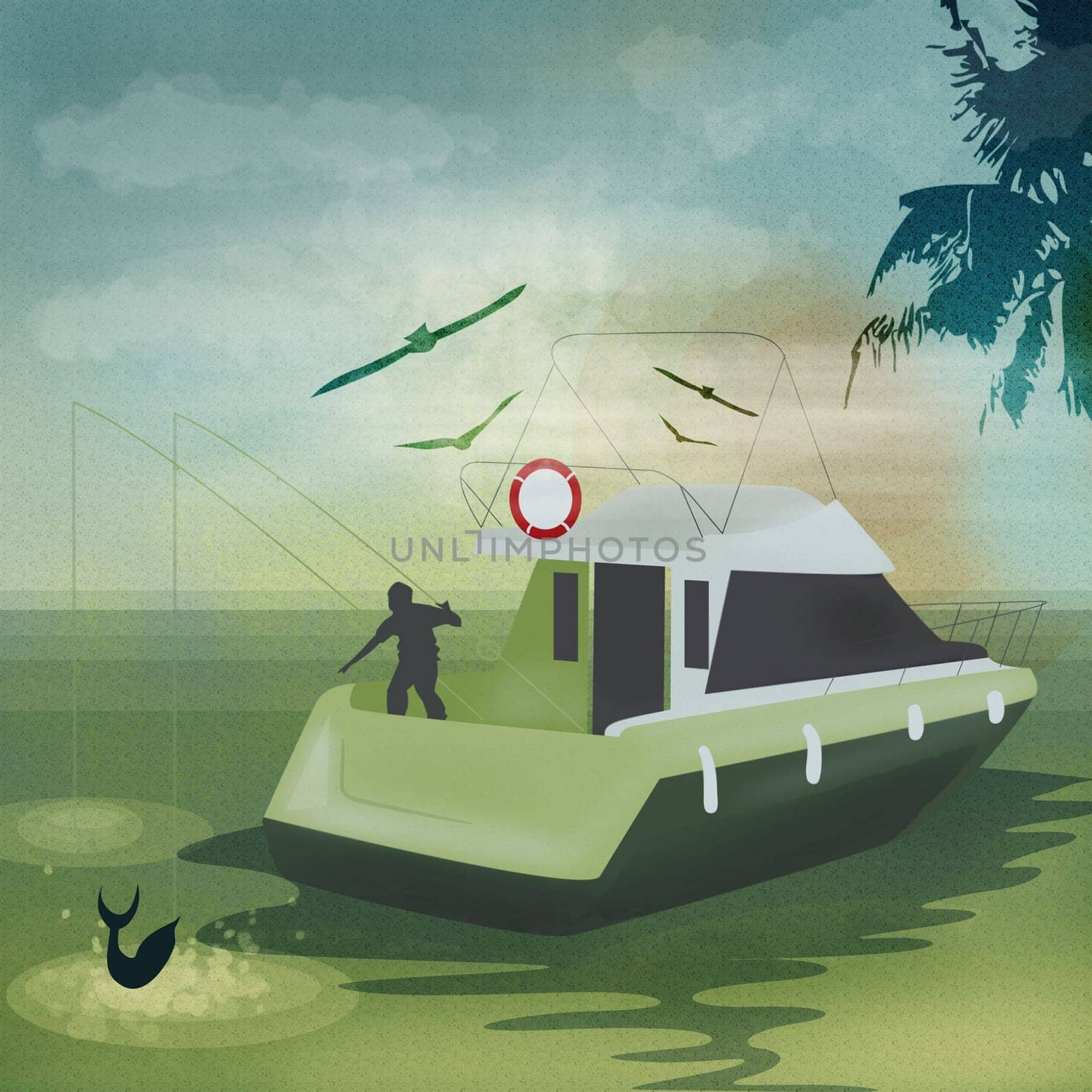 Person fishing from a fishing boat