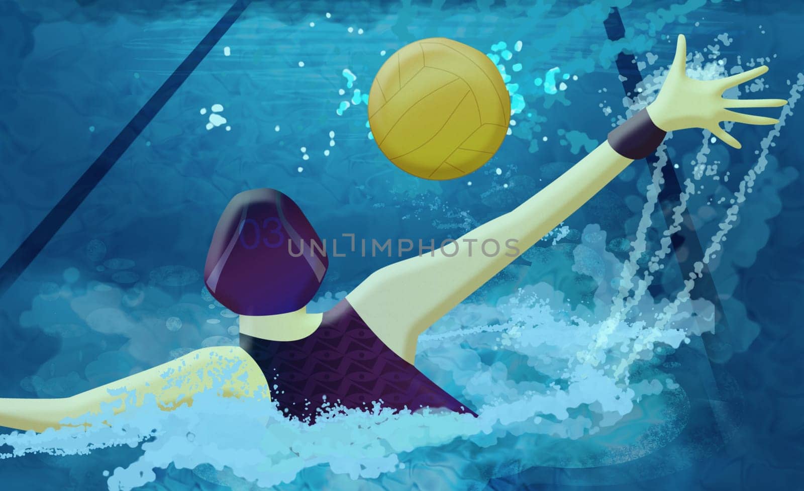 Woman playing with a ball in the swimming pool