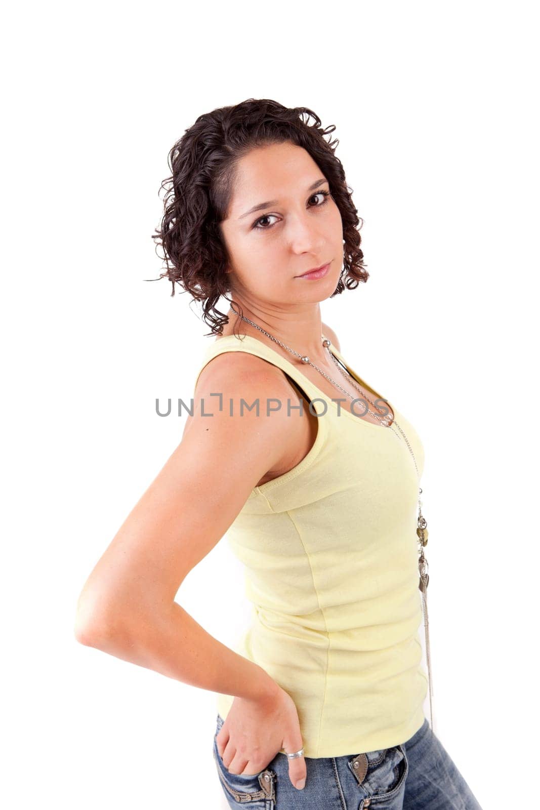 Young and beautiful woman posing - isolated