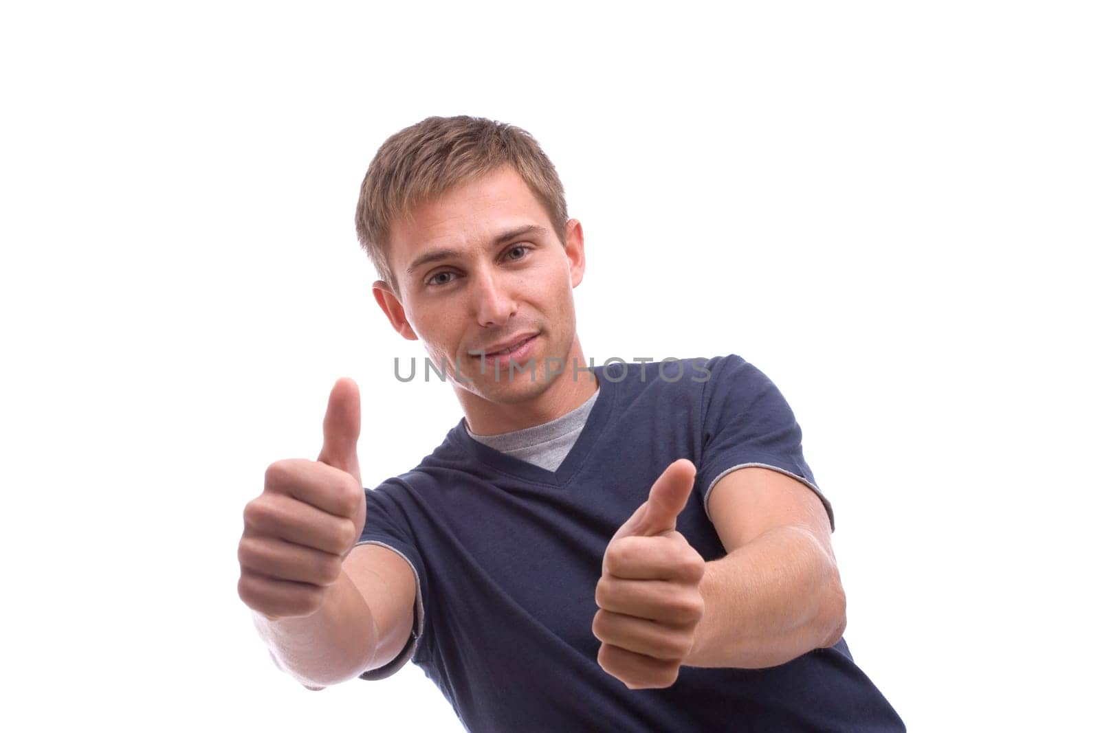 Young casual man posing, isolated over white background