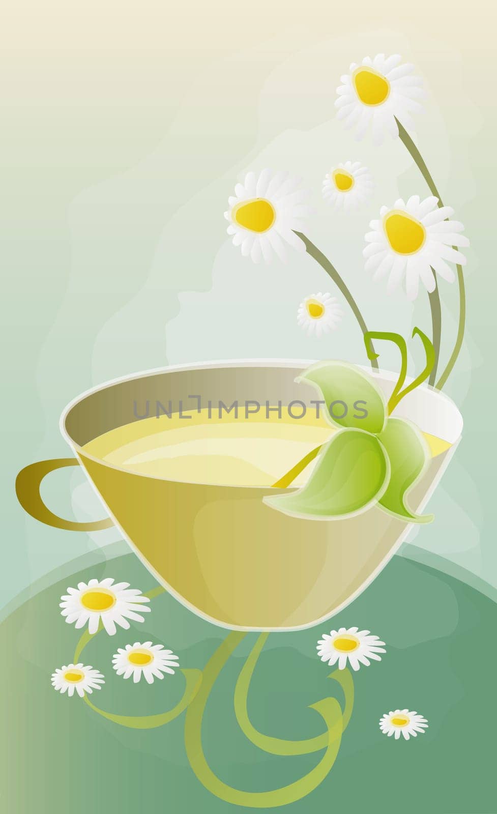 Cup of tea with flowers