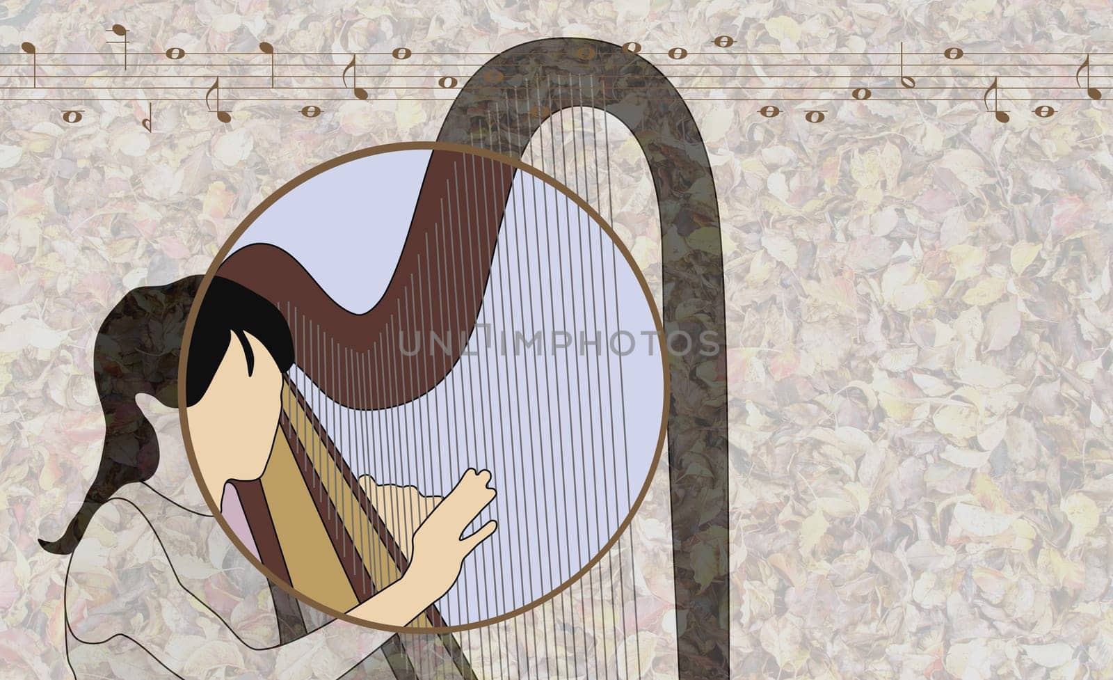 Woman playing a harp