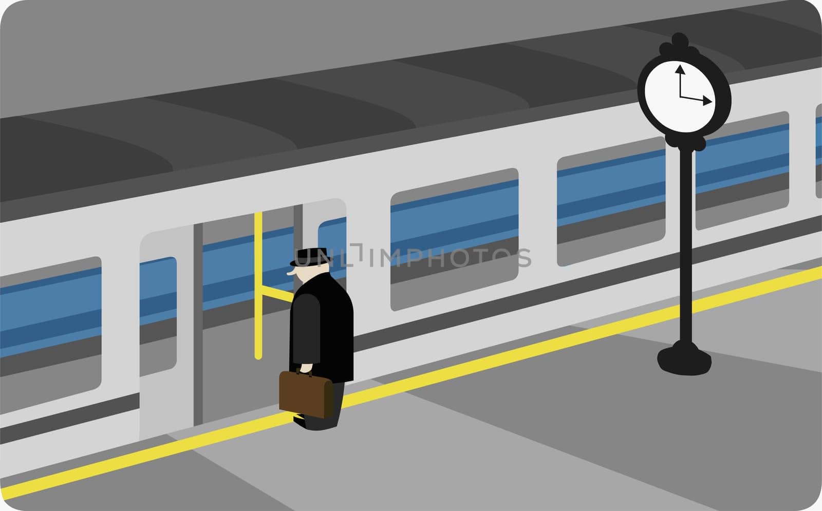 Businessman boarding a train