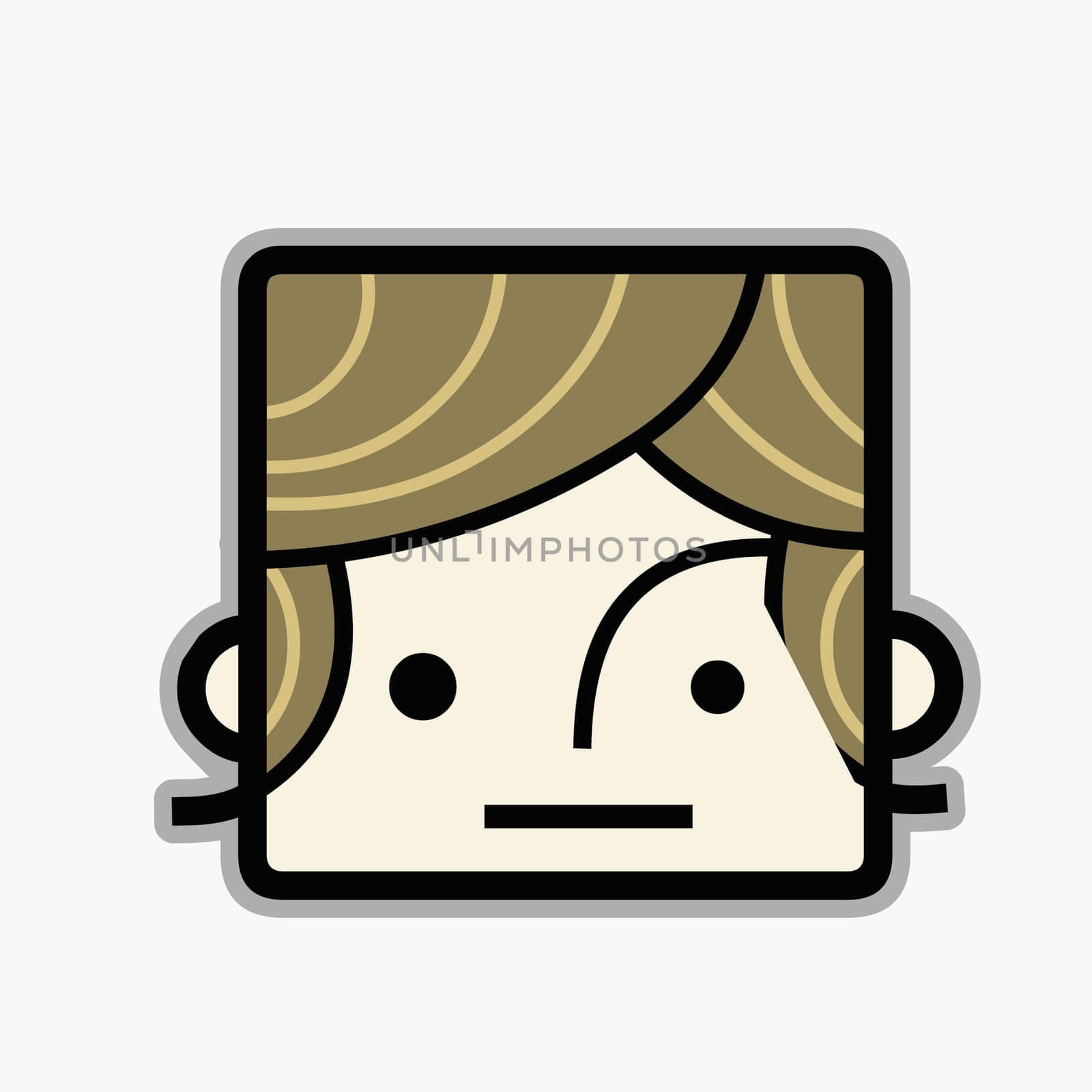 Human face in a square head