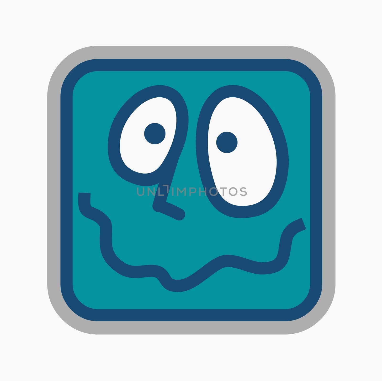 Human face in a square head