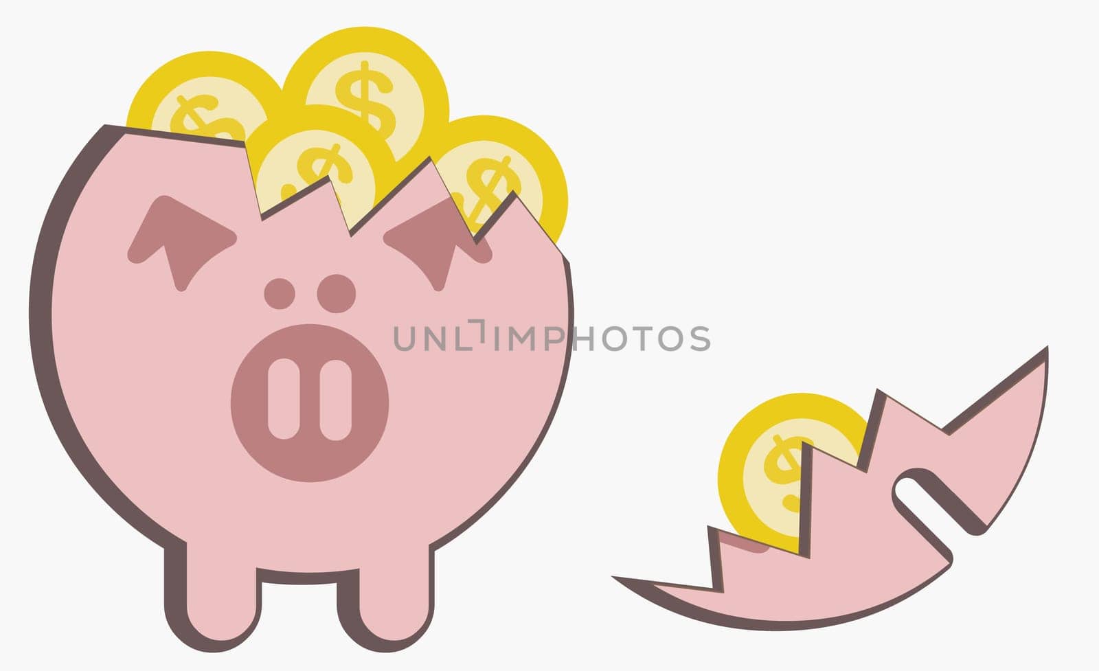 Broken piggy bank