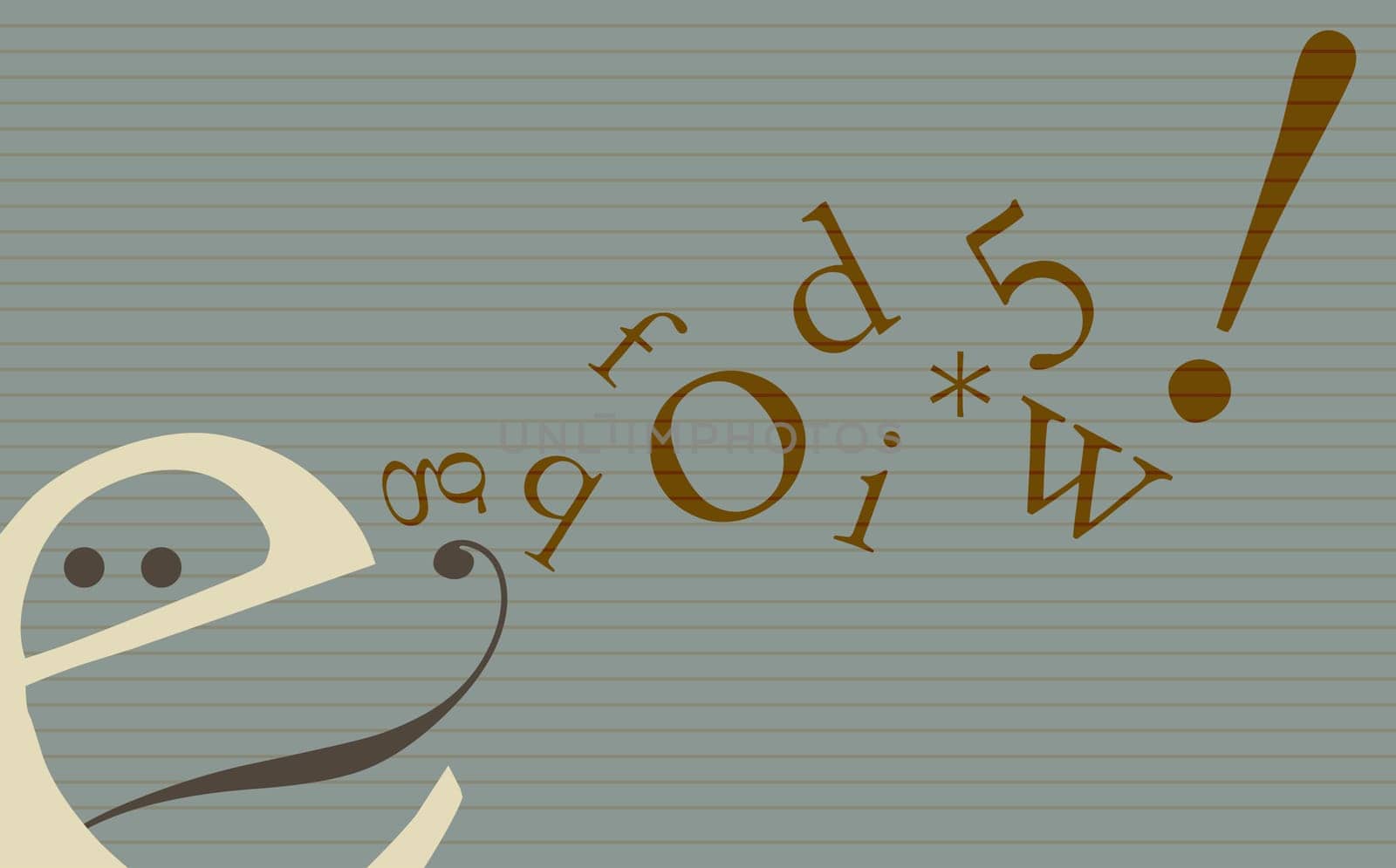 Alphabets and numbers emitting from the alphabet e