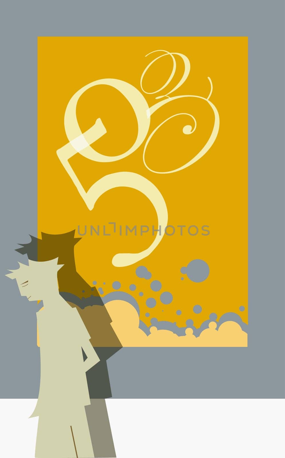 Man in front of a poster