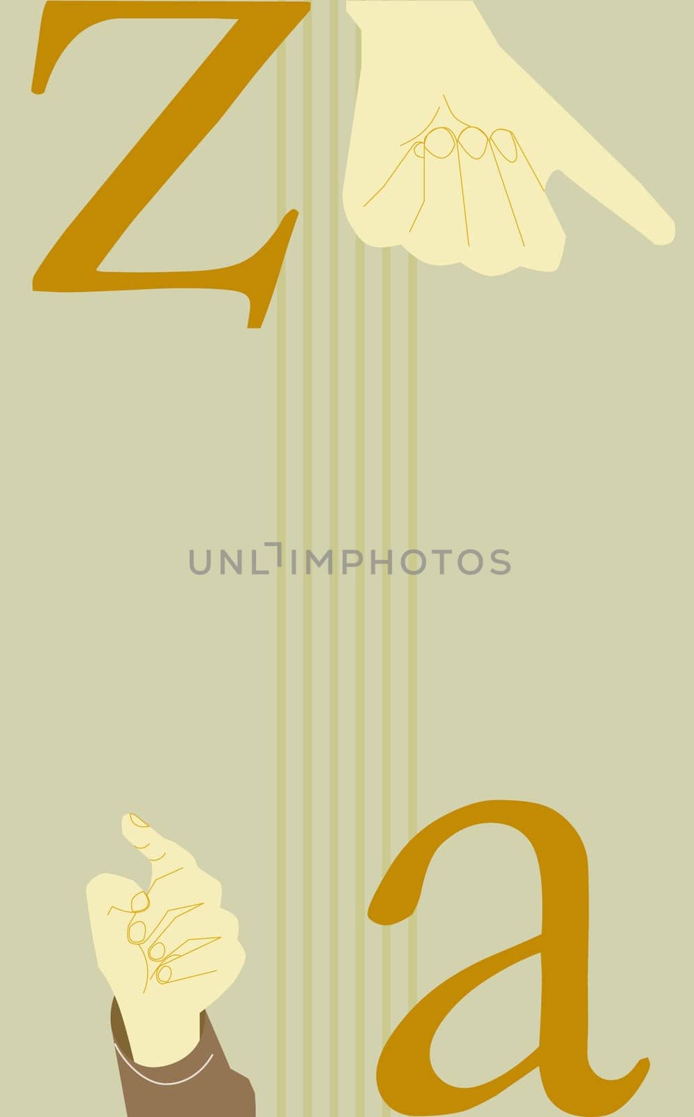 Close-up of human hands with alphabets