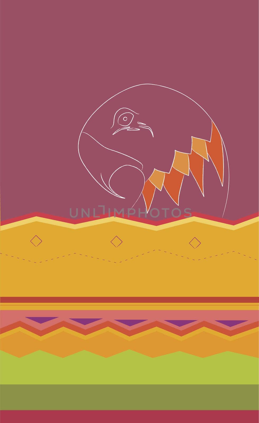 Parrot on a Traditional American Indian pattern
