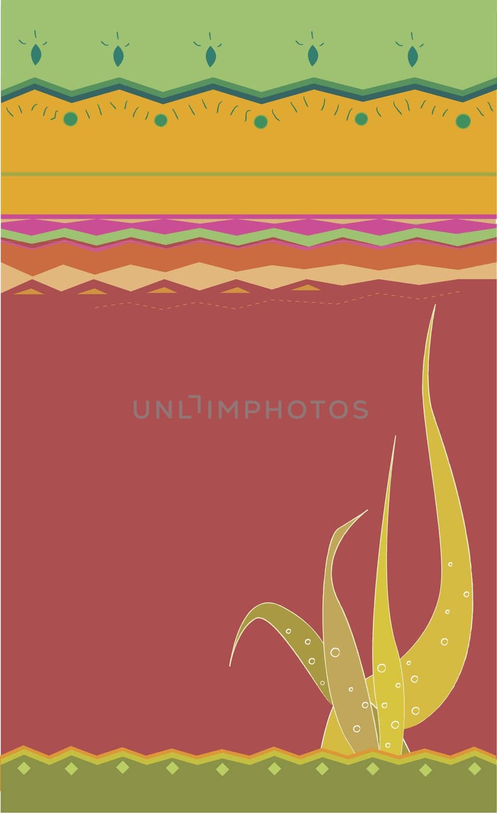 Cactus plant on a Traditional American Indian pattern
