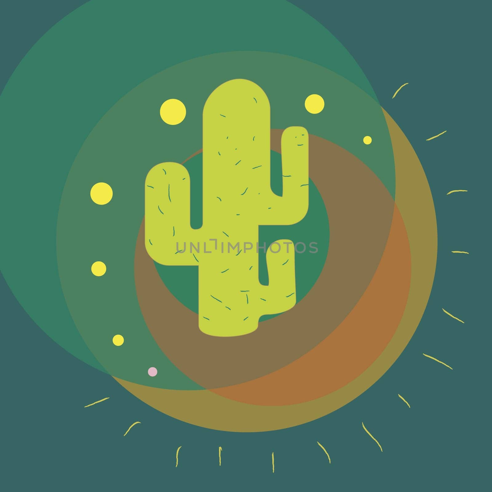 Cactus plant on a Traditional American Indian pattern