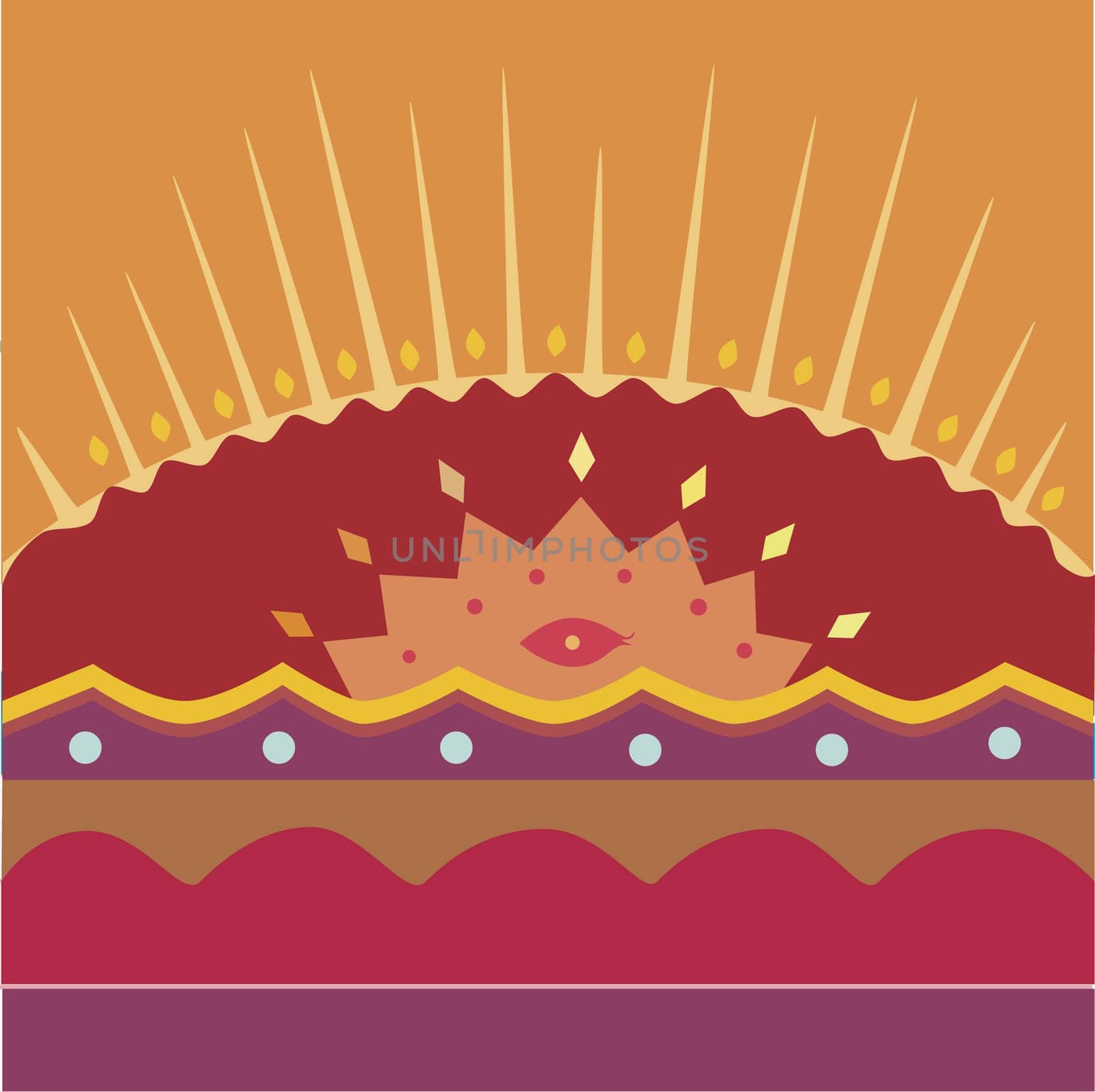 Sunrise over a mountain on a Traditional American Indian pattern