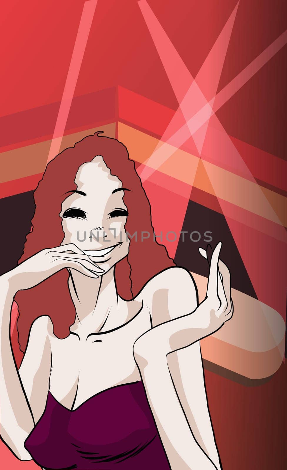Young woman smiling in a nightclub