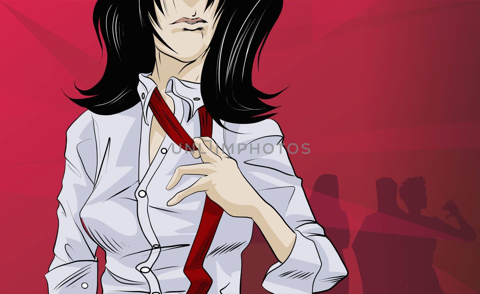 Woman adjusting her neckerchief