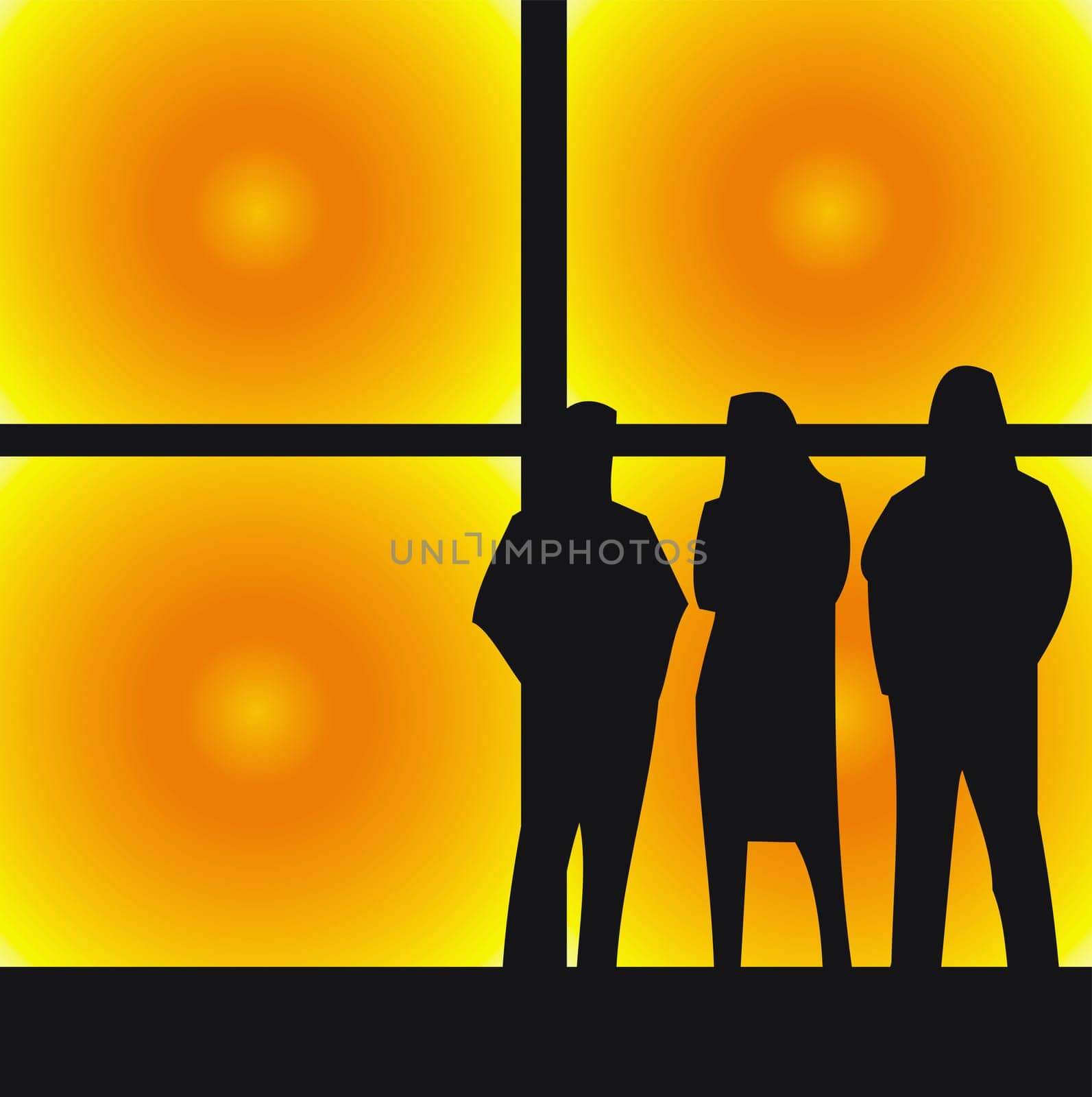 Three people standing in a nightclub