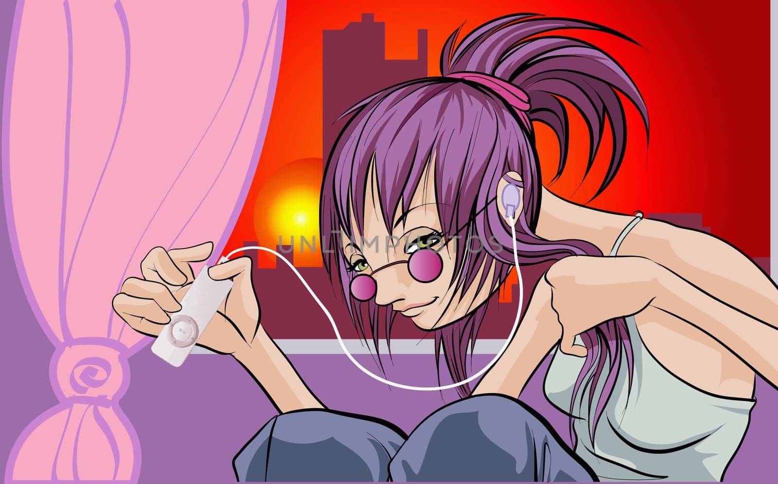 Girl listening to an MP3 player