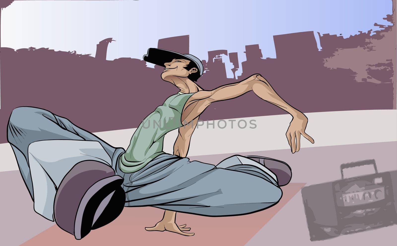 Man break dancing on the street