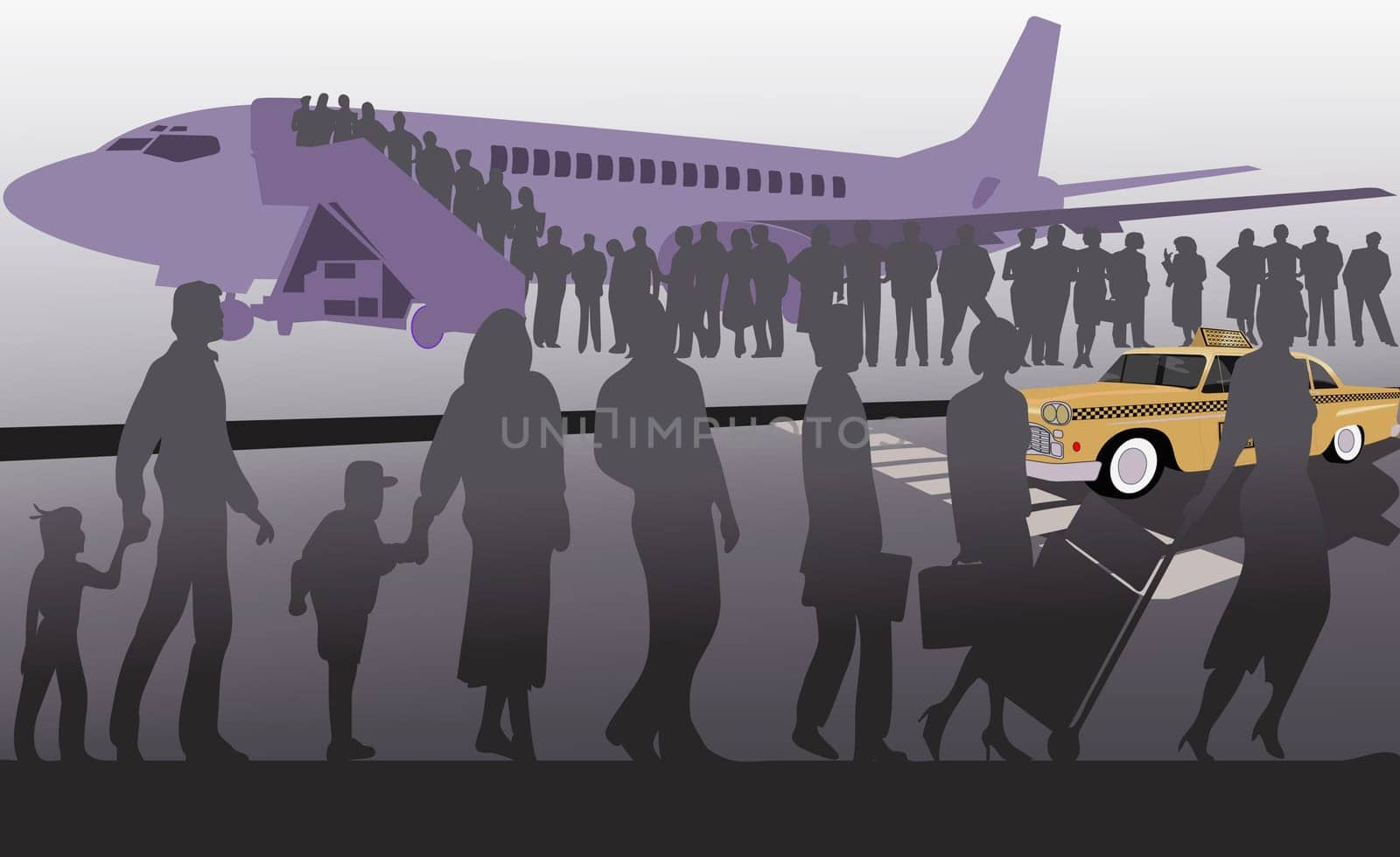 Passengers boarding an airplane