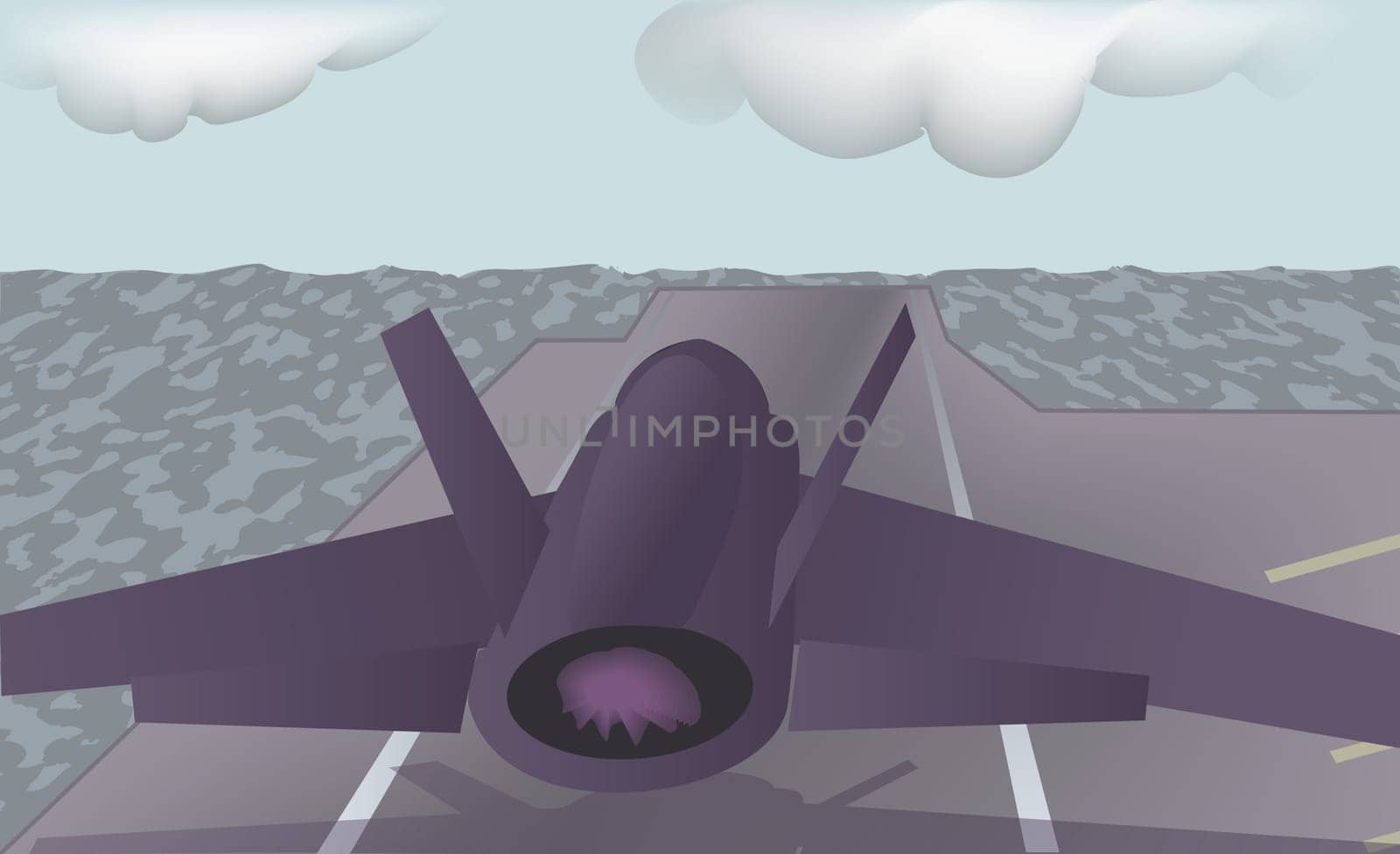 Fighter plane taking off from an aircraft carrier