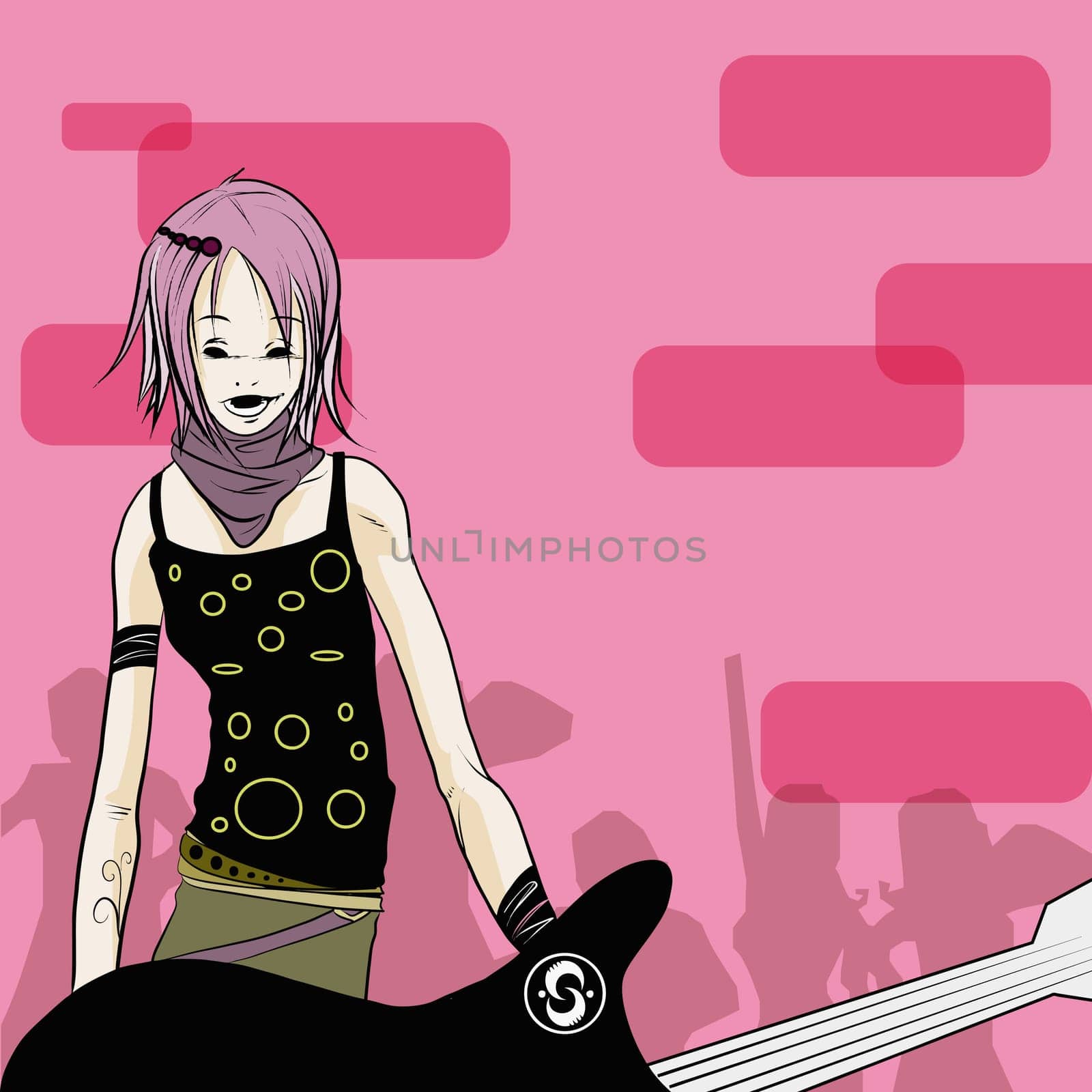 Woman holding a guitar