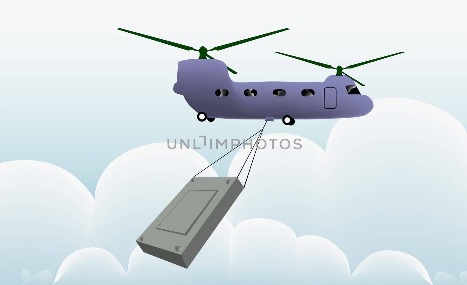 Helicopter carrying cargo
