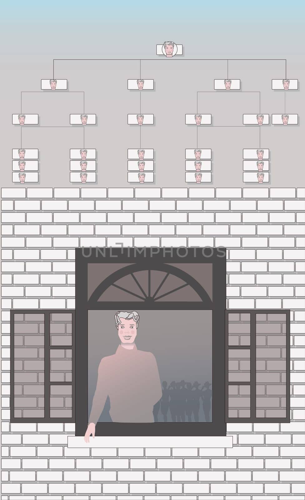 Portrait of a man looking through a window