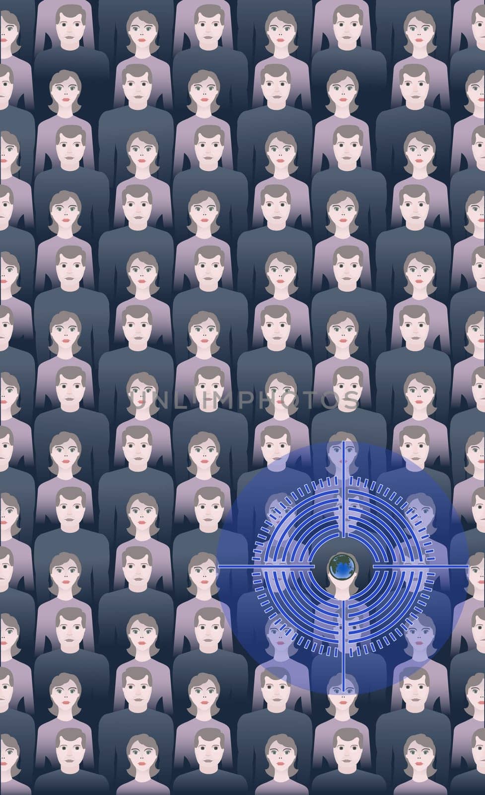 High angle view of a target on a person