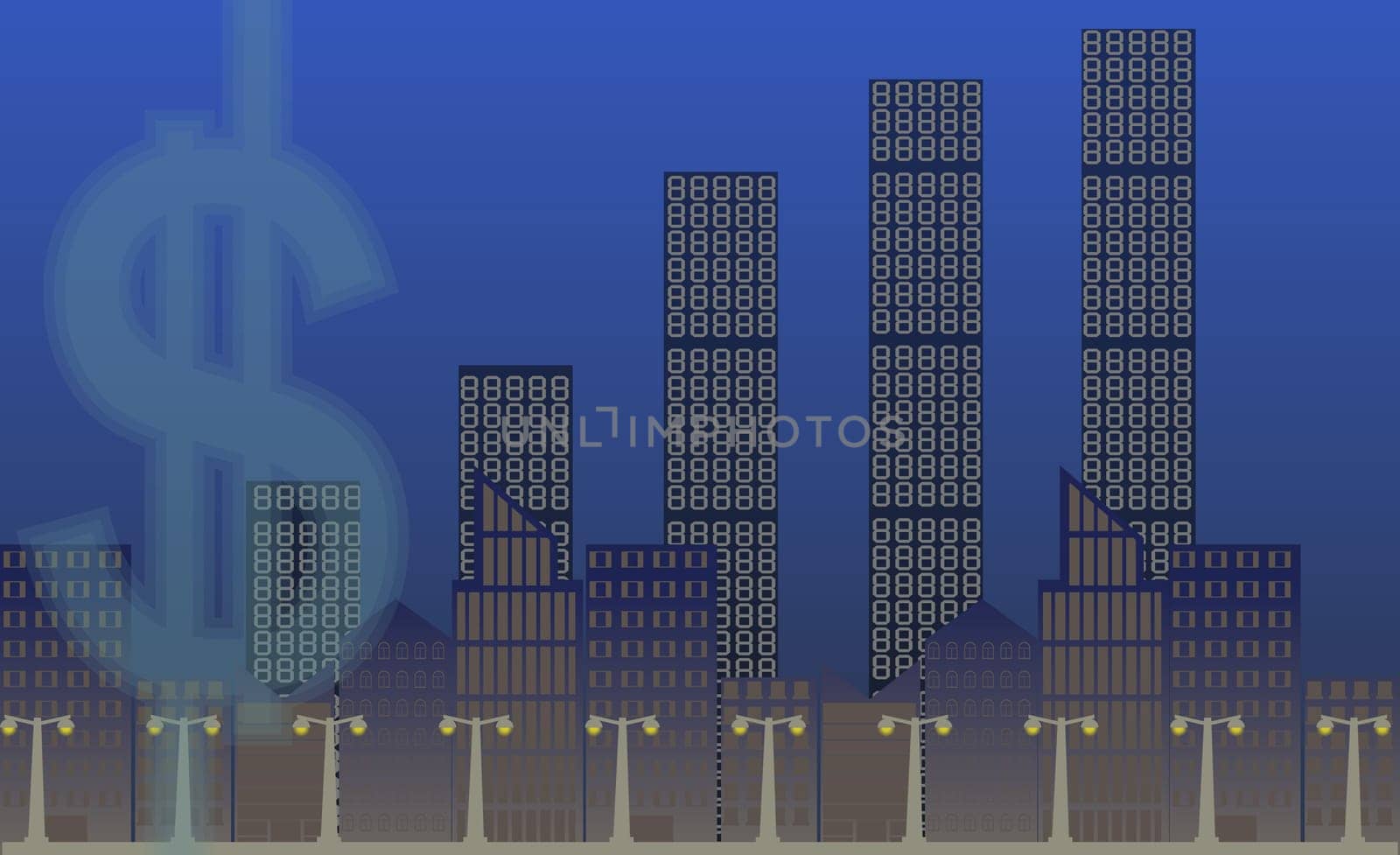 Buildings lit up at night