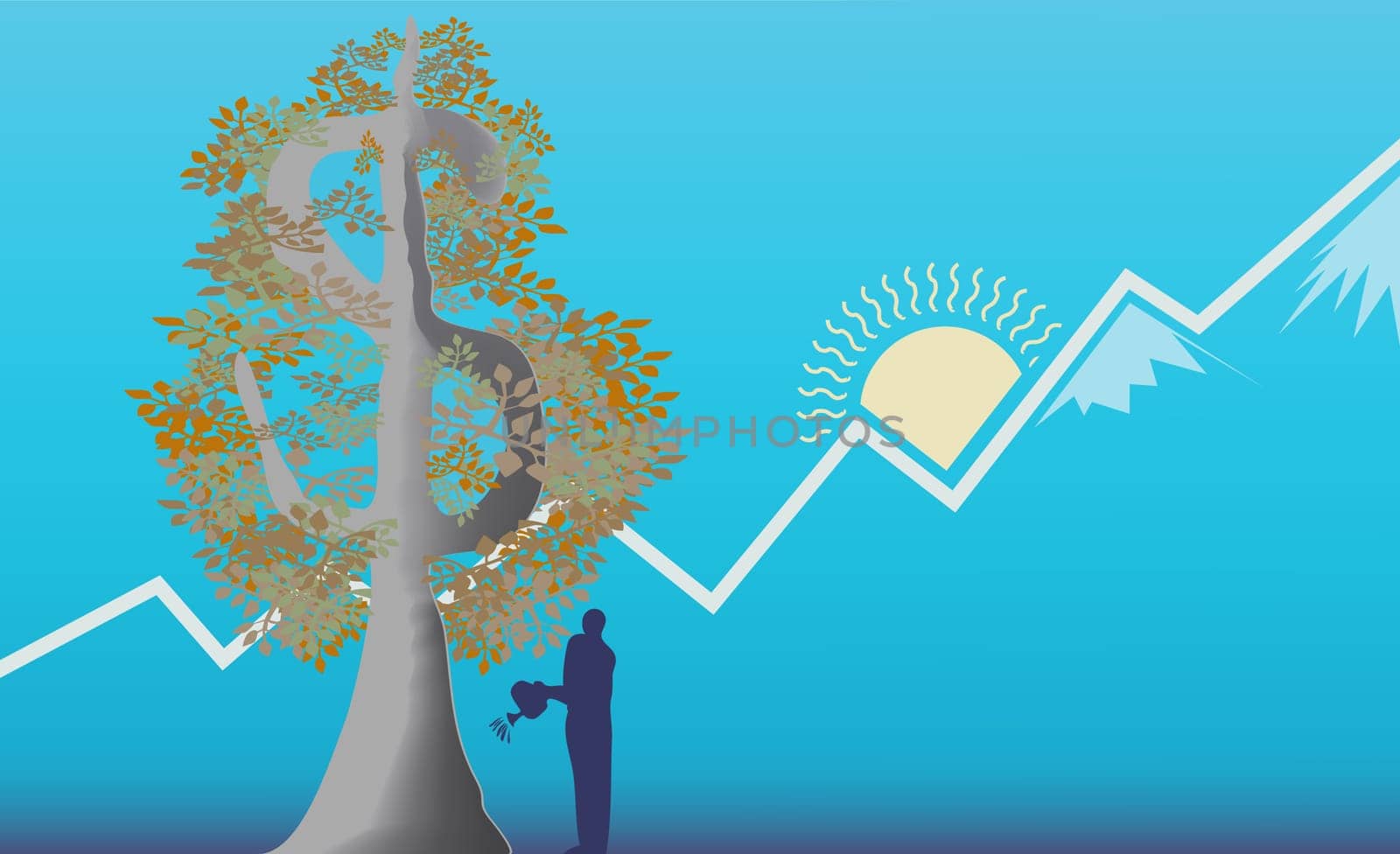 Businessman growing a money tree