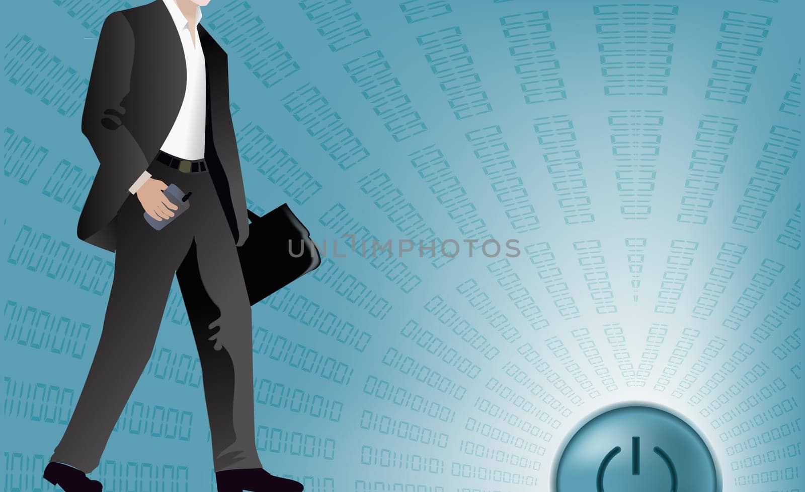 Businessman holding a handbag and mobile phone