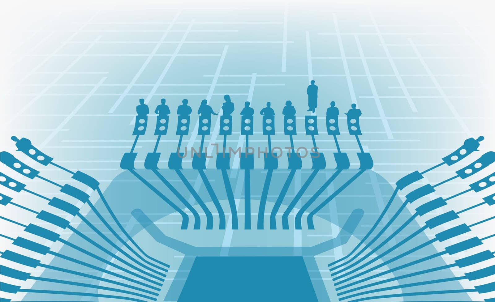Group of people on a computer chip