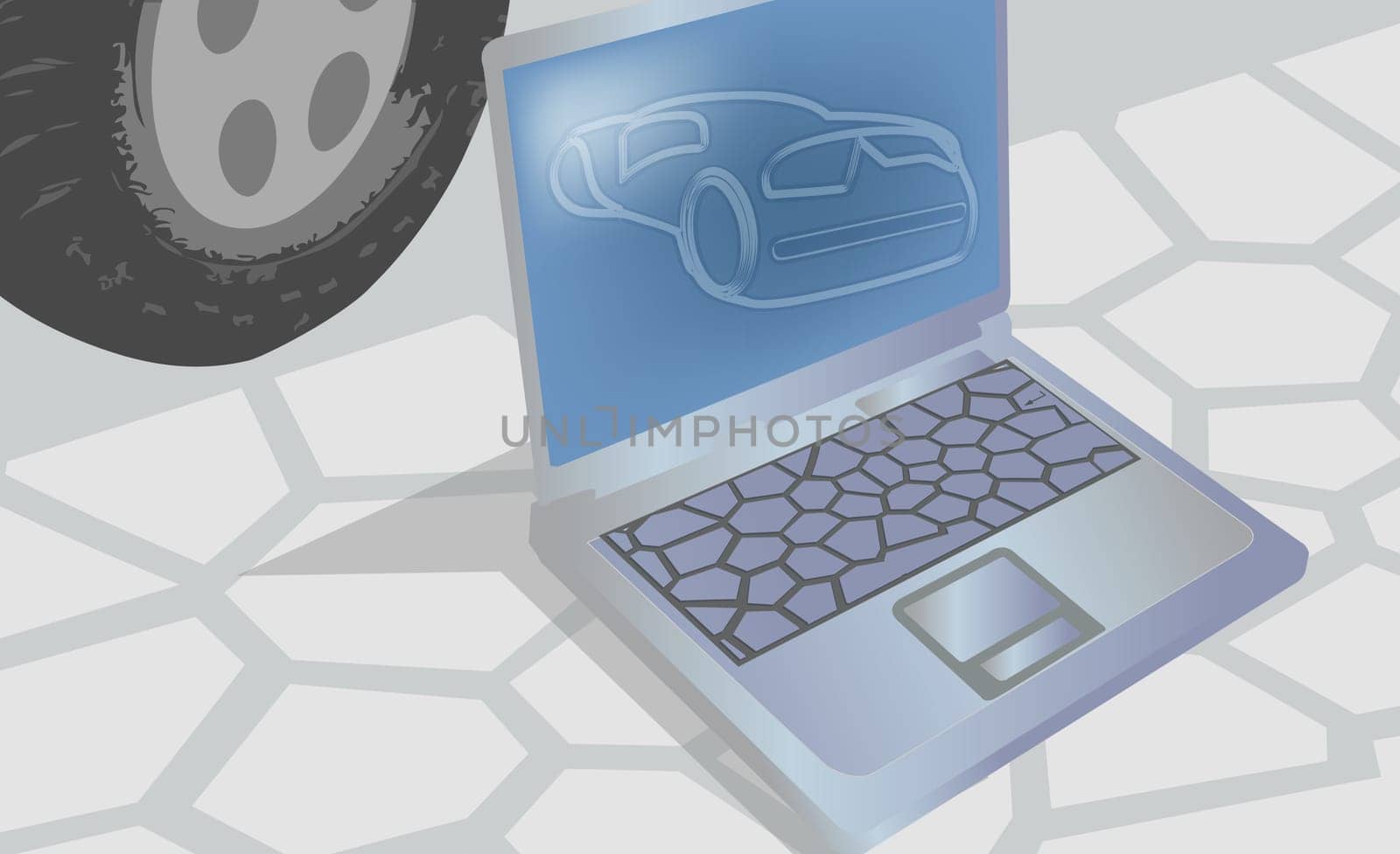 High angle view of a laptop