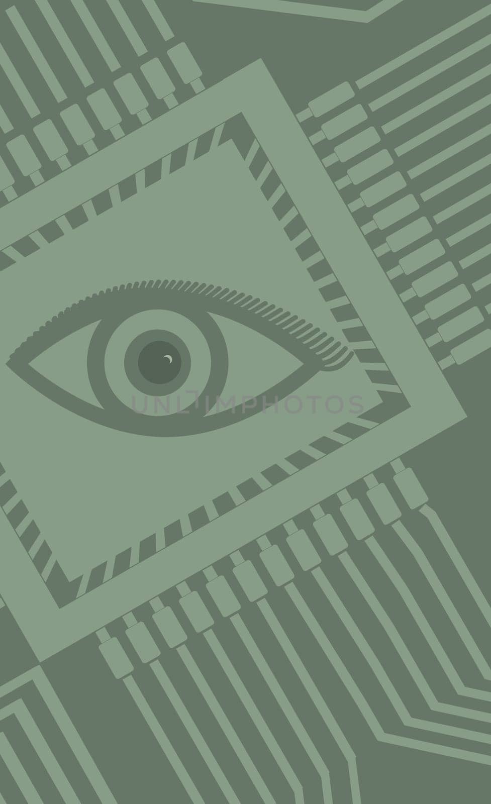 Human eye on a circuit board