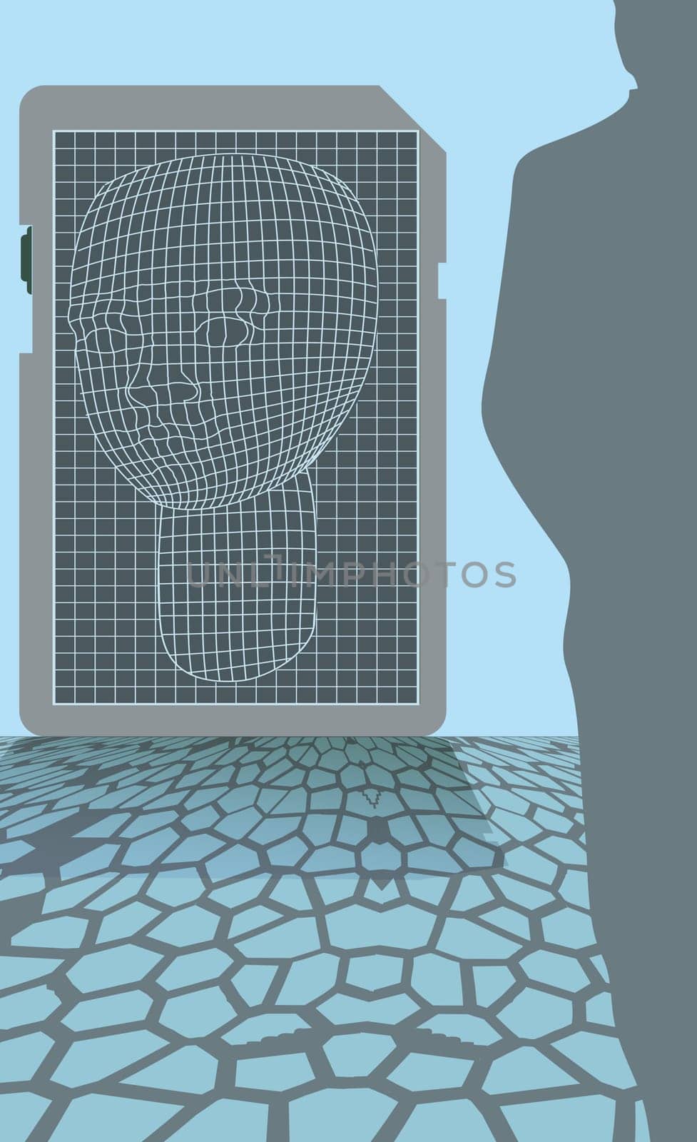 Person standing in front of a visual screen