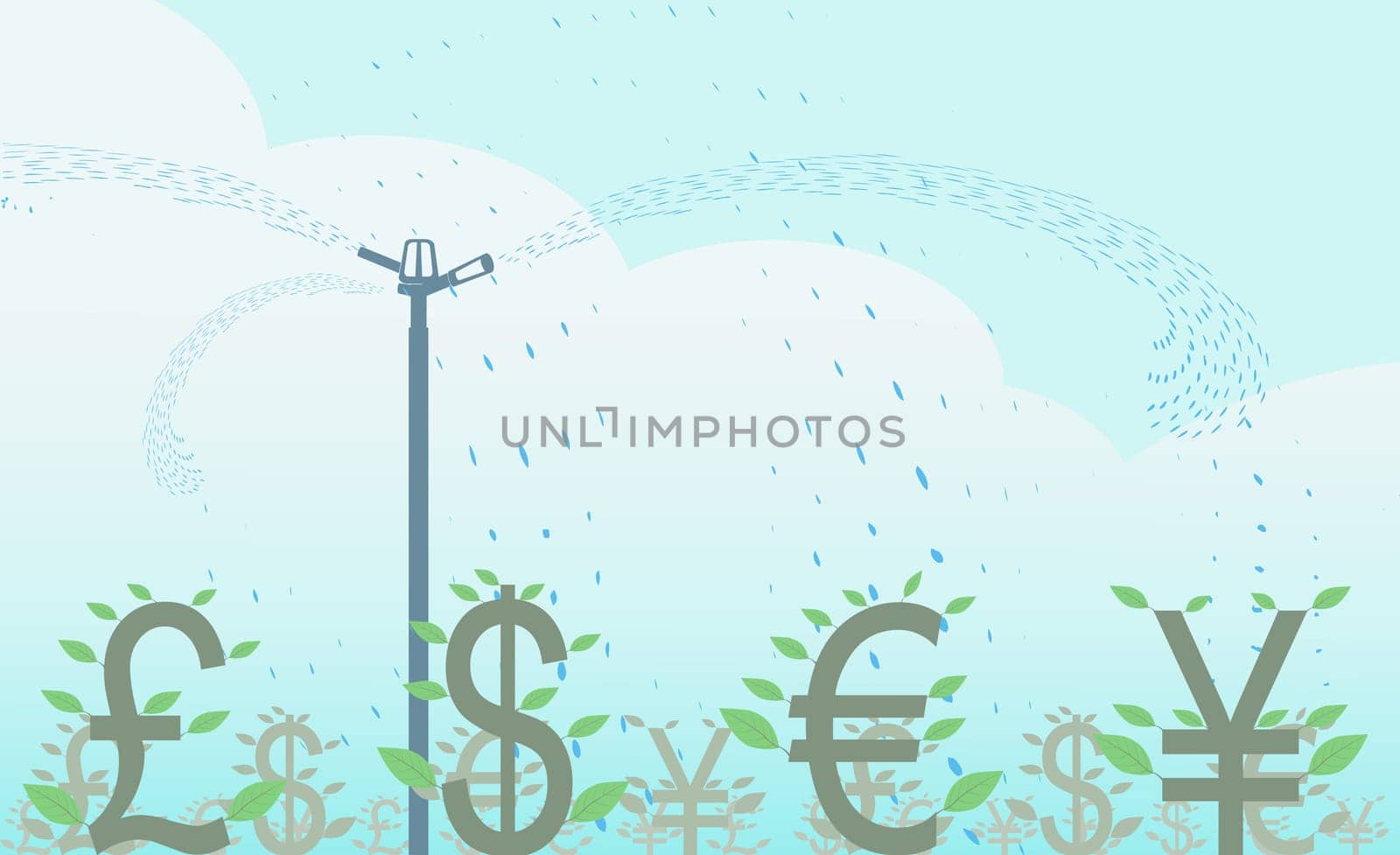 Close-up of various currency symbols
