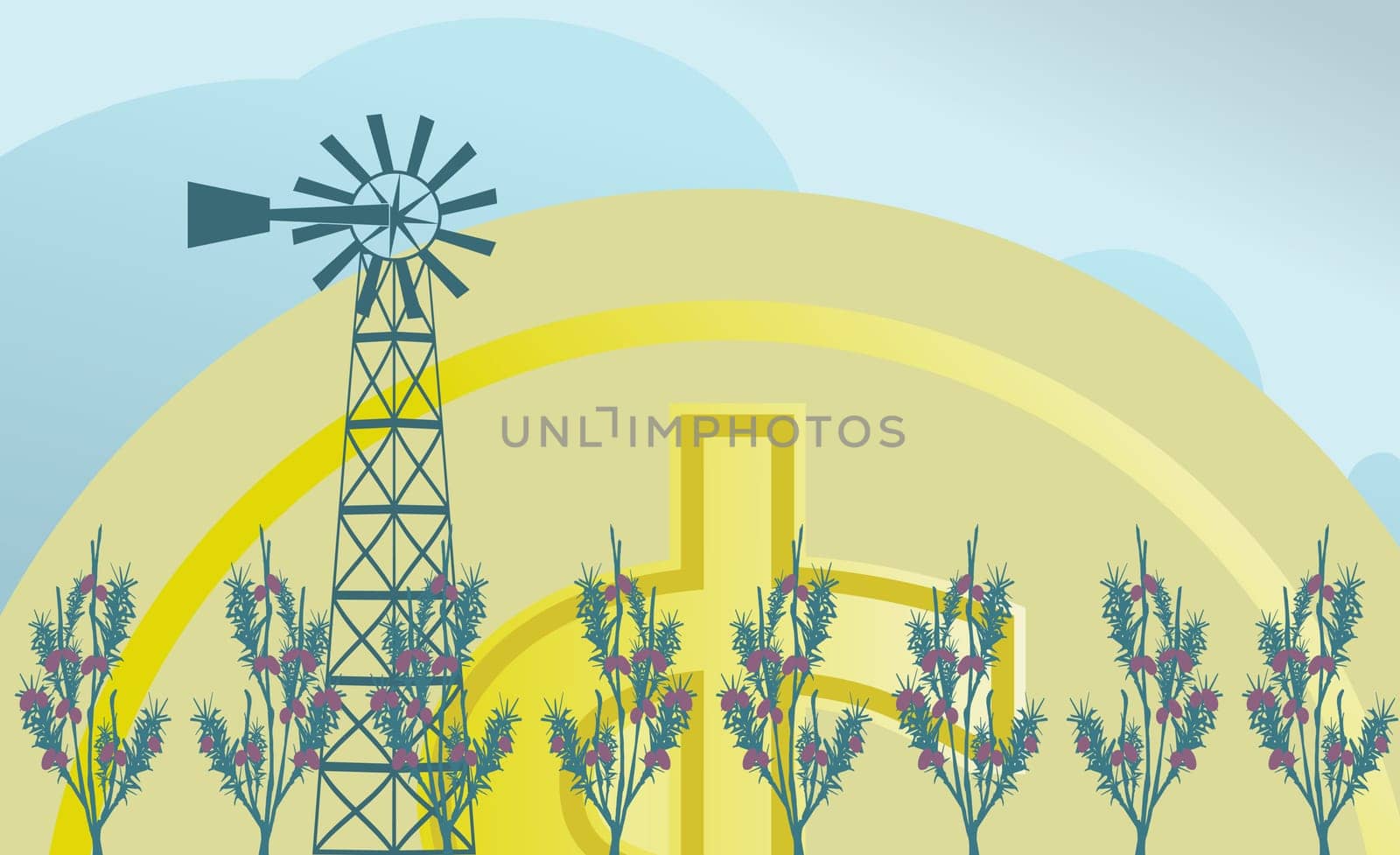Windmill in front of the dollar sign